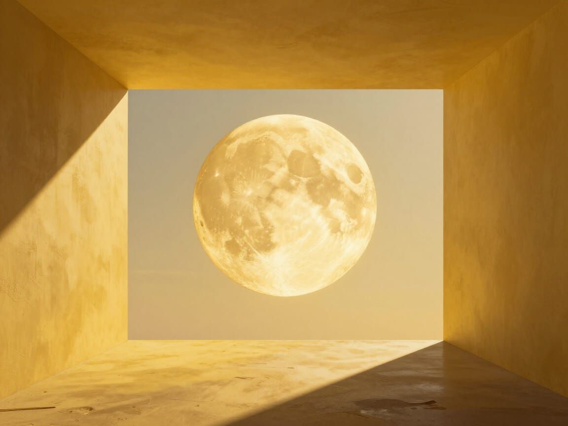Minimalist Yellow Moon Reflection in Sunshine Portal