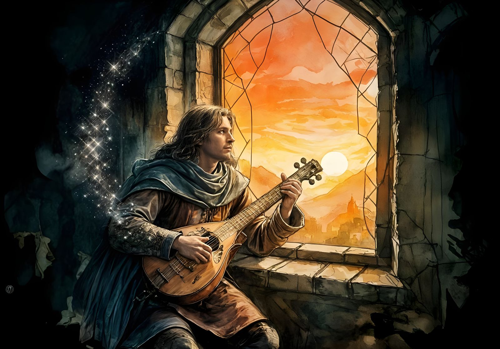 Medieval Minnesinger Bard at Dawn's Inspiration