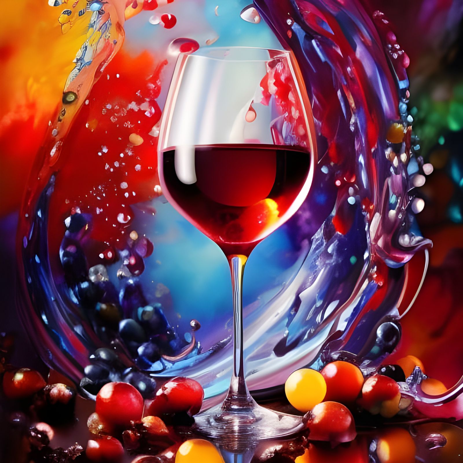 Stunning Wine Glass with Splash Art Aesthetic