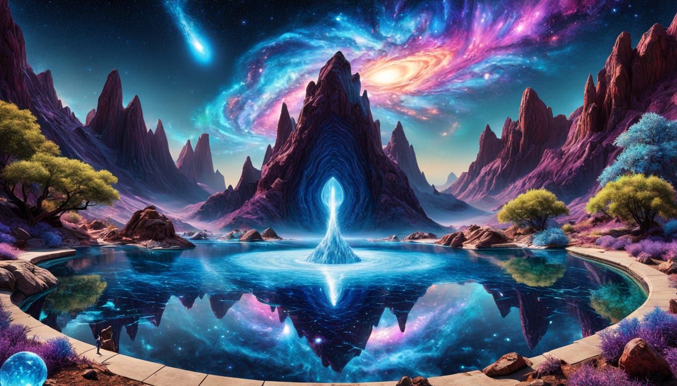 Quirky Alien Monster Stares into Cosmic Portal