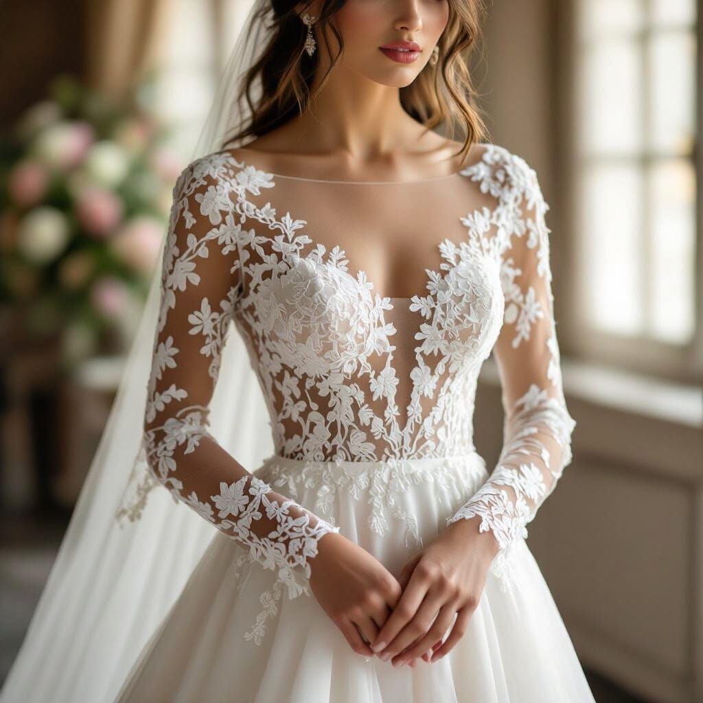 Elegant Phoebe in Long Sleeve Lace Wedding Dress
