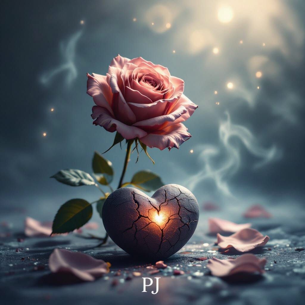 Wilted Rose or Cracked Heart in Spotlight