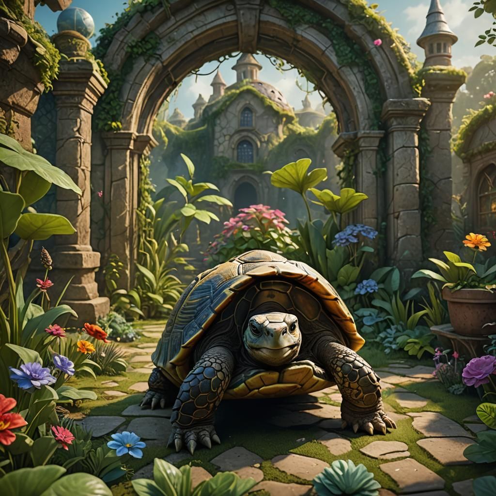 Tilly the Tortoise in a Magical Garden