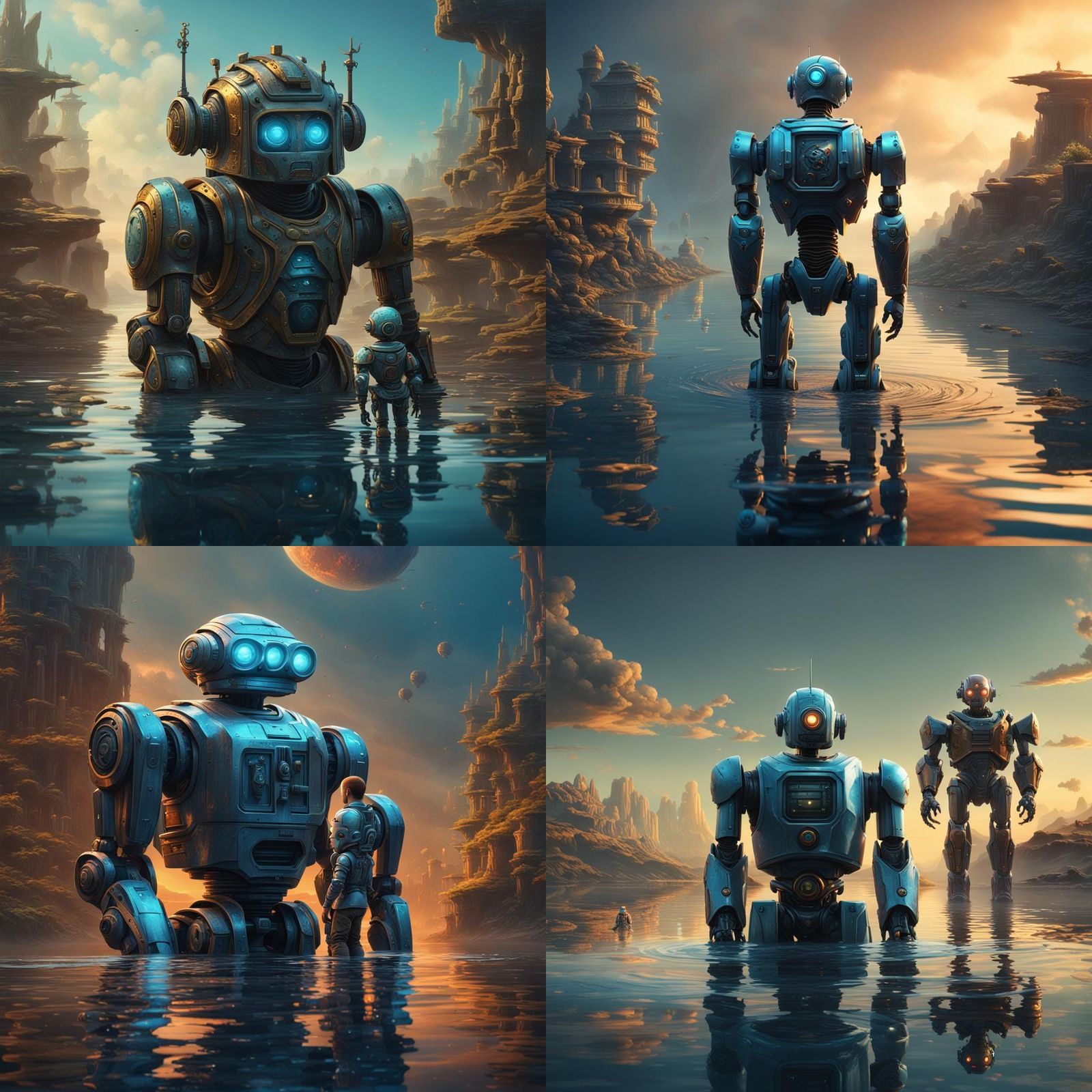 Robot Sees Human Mother Reflection in Water