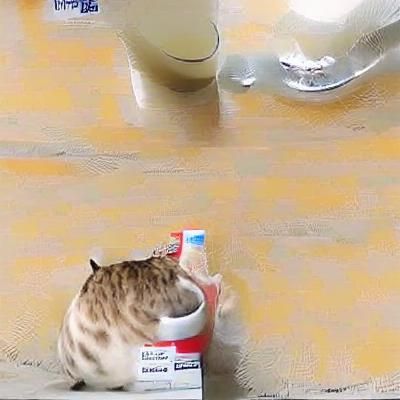 Chubby Tabby Cat Enjoys Milk