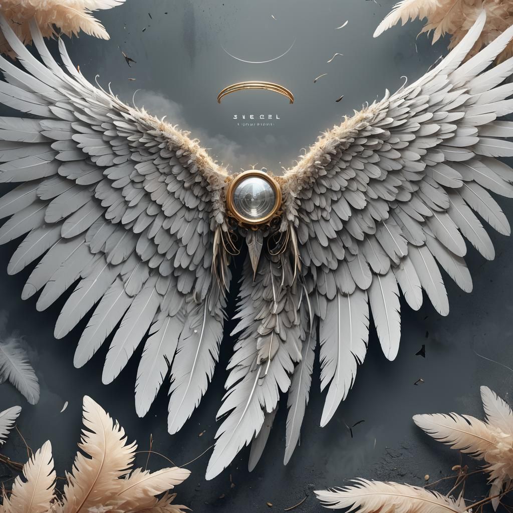 Angel Wing with Halo in Dreamlike Digital Art