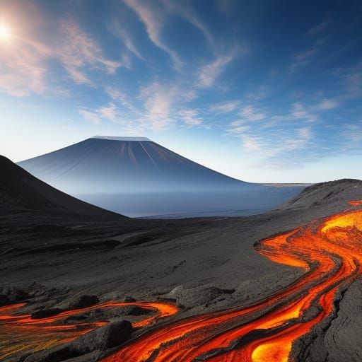 Volcanic Interior with Lava Flow, Fantasy Art