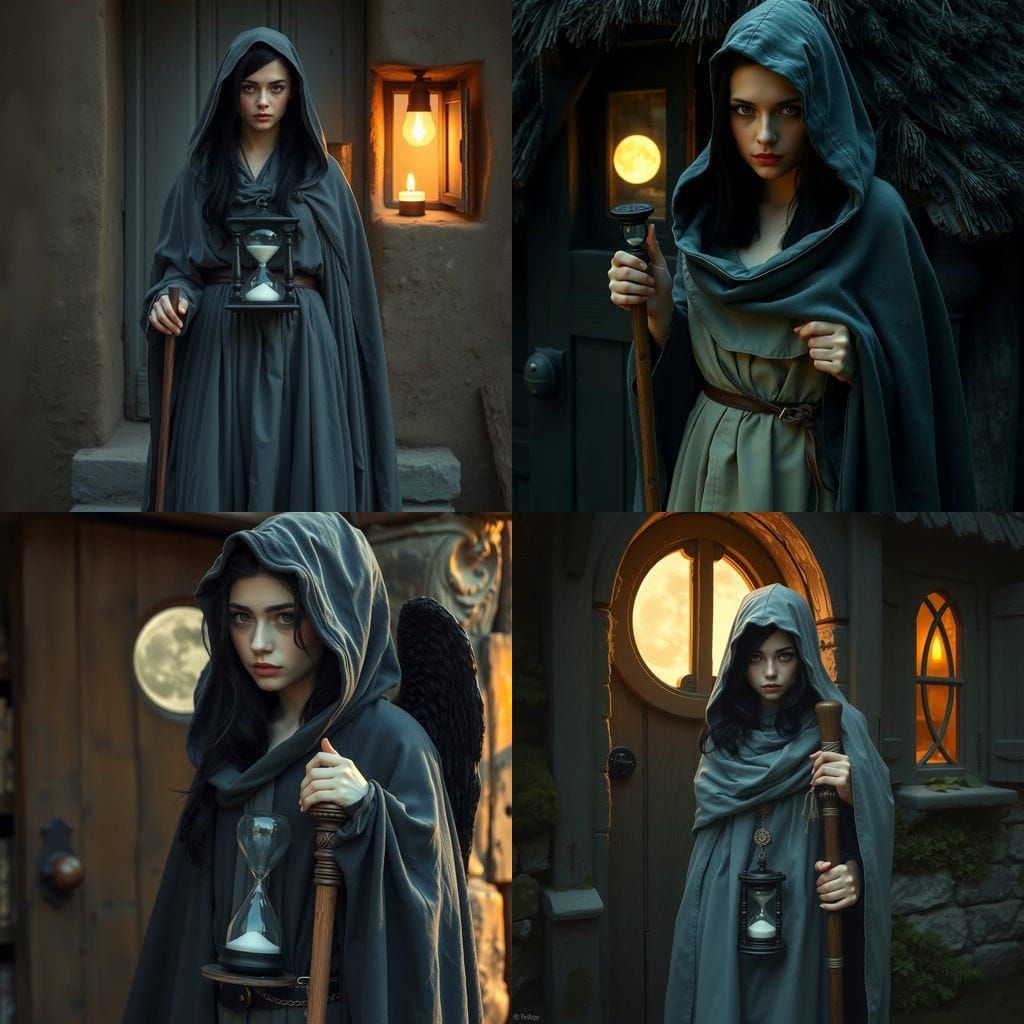 Goddess of Mortality in Mournful Moonlit Scene