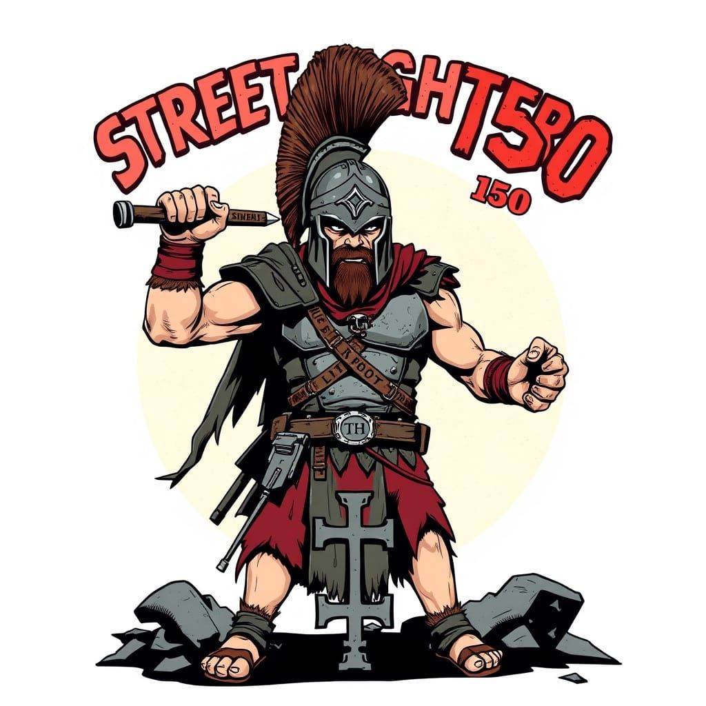 Gritty Spartan Warrior in Underground Comic Style