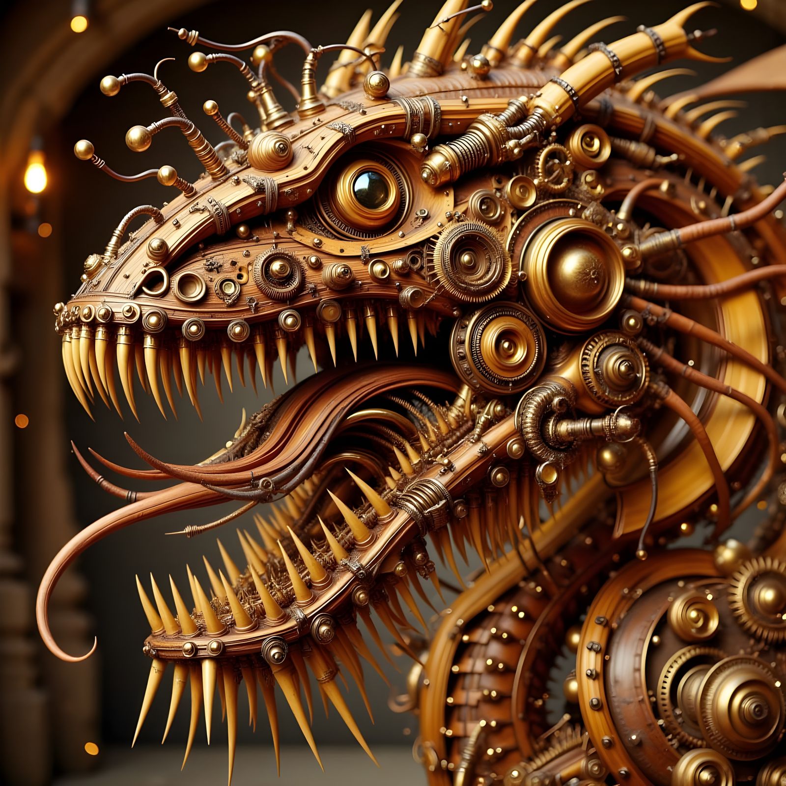 Steampunk Wooden Sea Serpent Monster