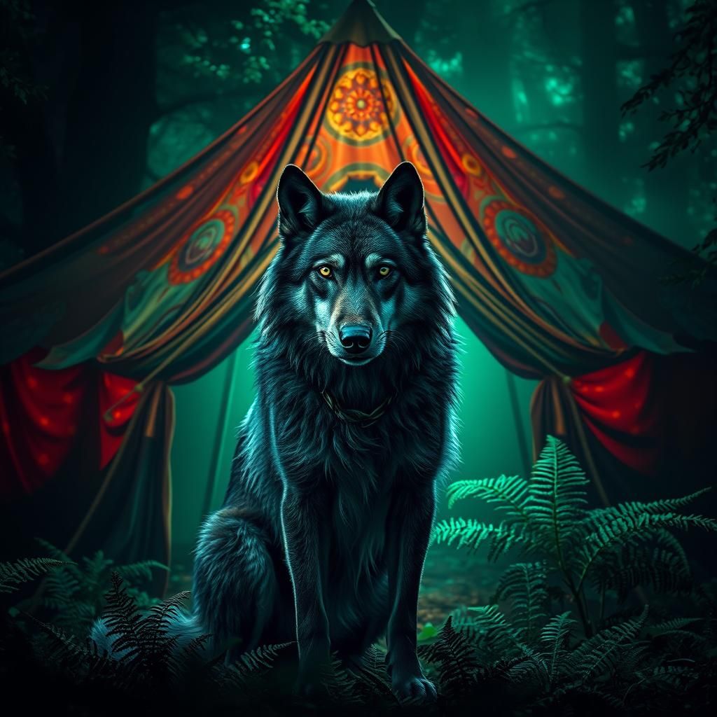 Wolf and Carnival Tent in Emerald Forest