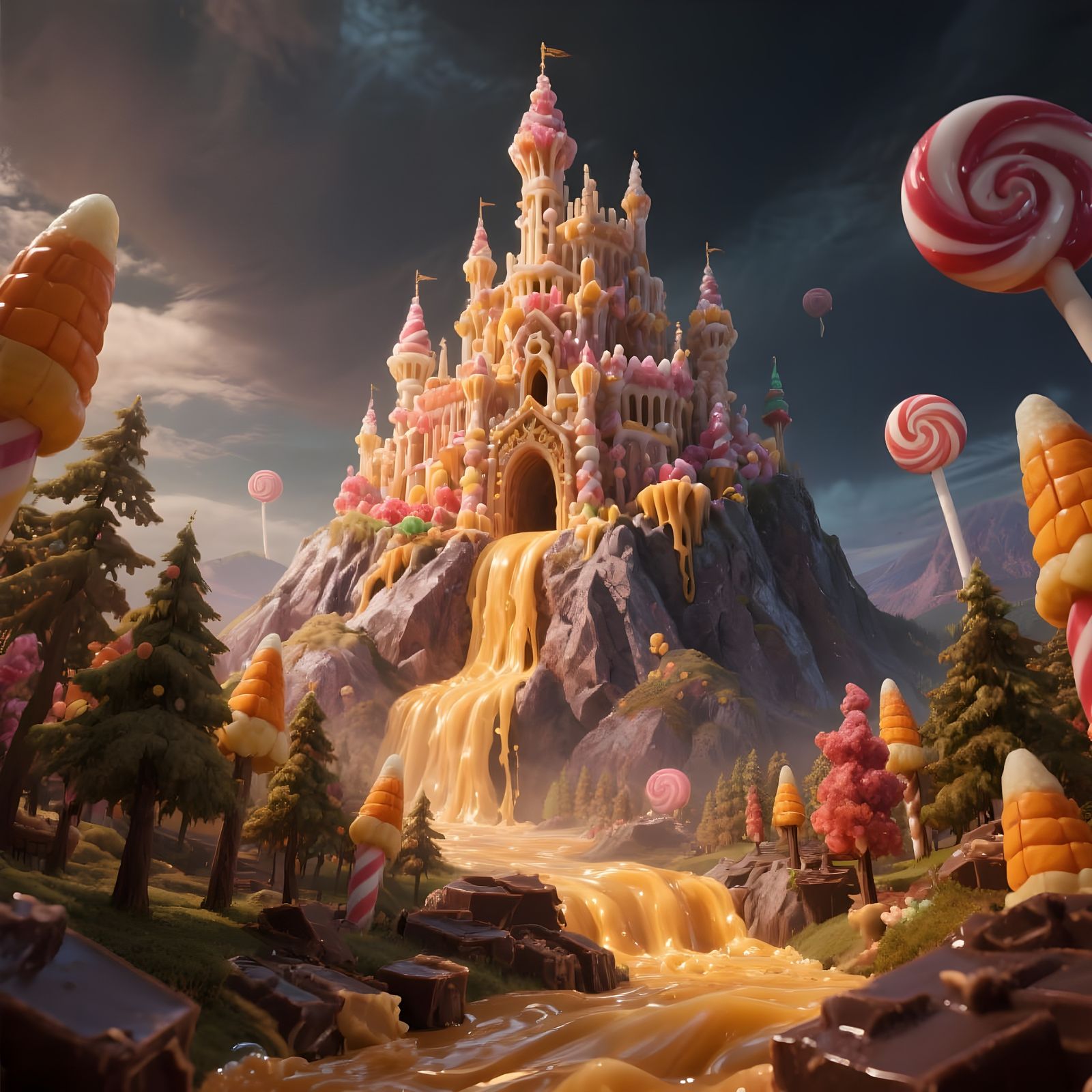Epic Candy Castle in Fudge Mountain, Cinematic Fantasy