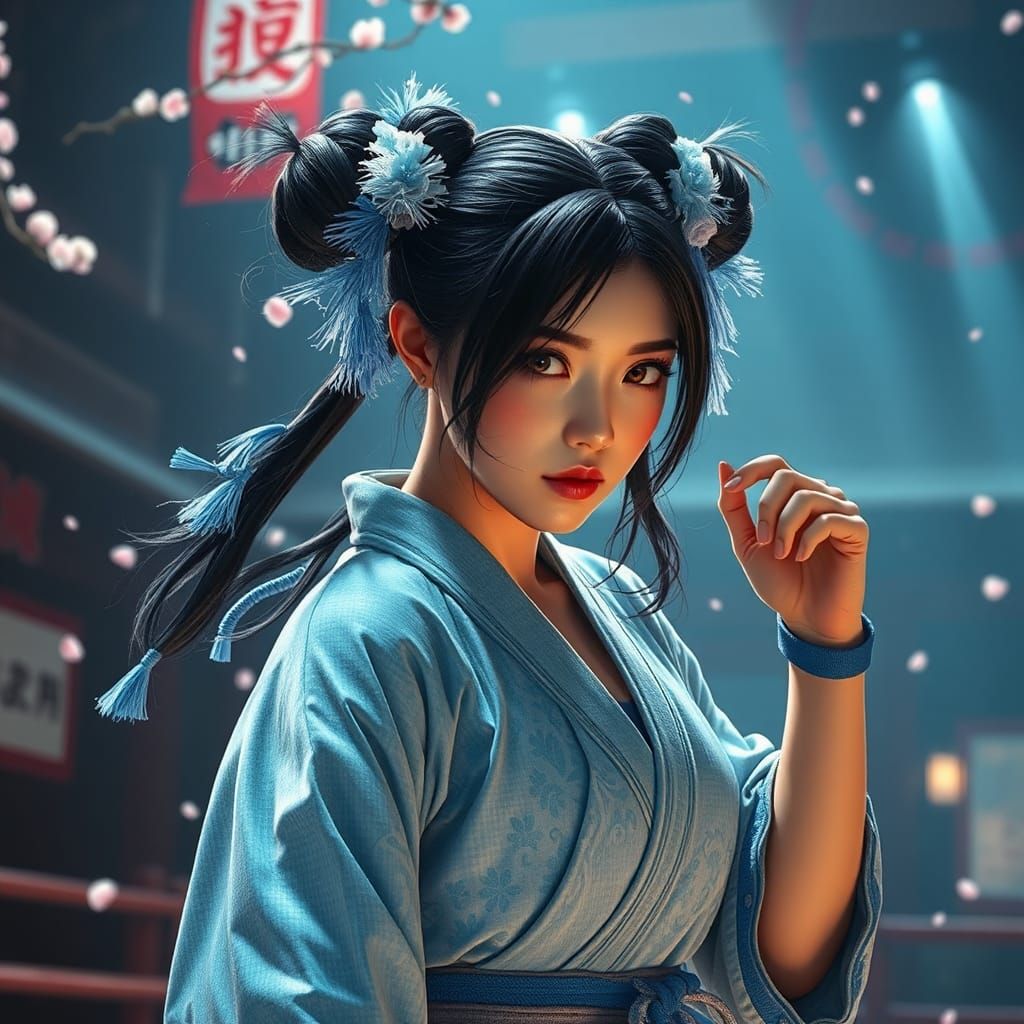 Chun-Li in Japanese Temple: Digital Matte Painting
