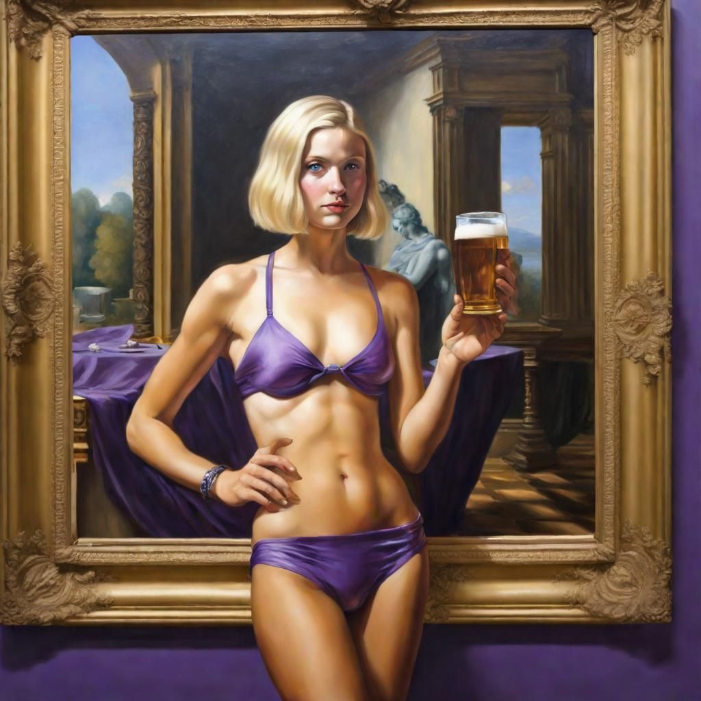 Attractive beautiful blonde, hyperrealism, short hair, blue ...