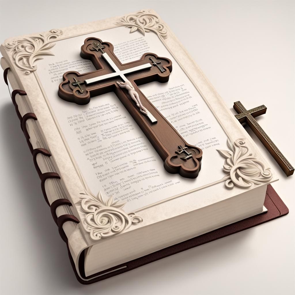 3D Church Journal with Praying Hands and Cross