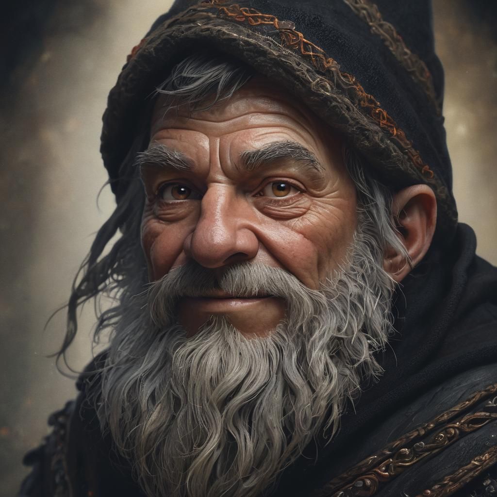 Grizzled Gnome Cleric Portrait in Mystic Chamber