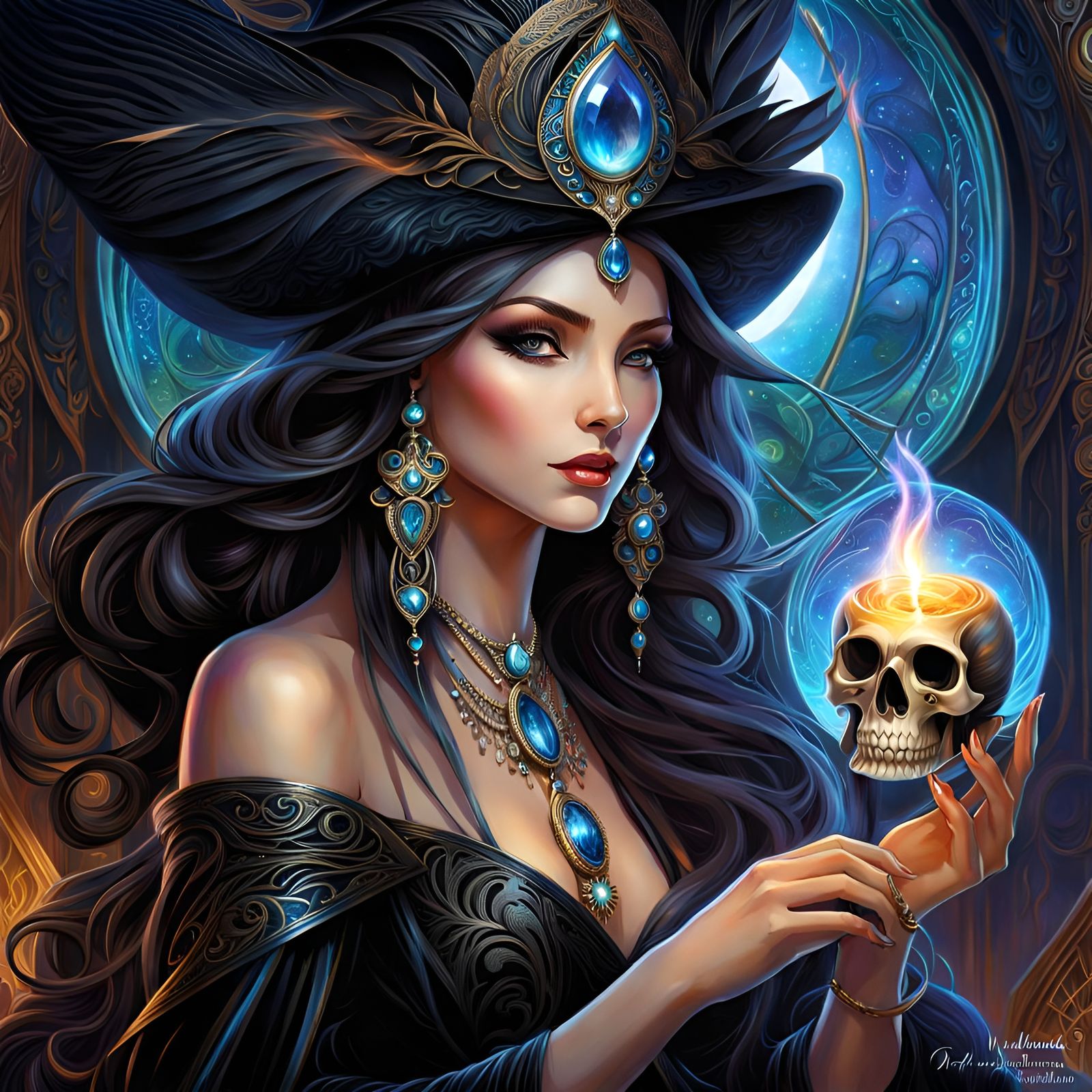 Fairytale Sorceress in Art Nouveau Style