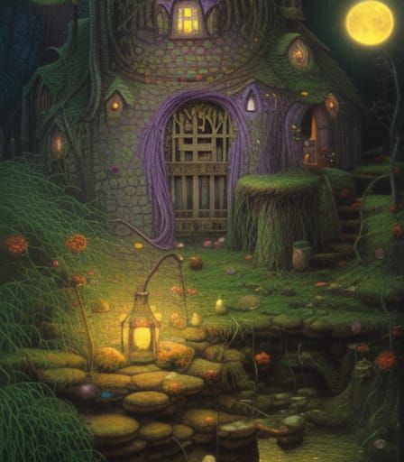 Magical Wizard's Hut in Swamp, Detailed Digital Art