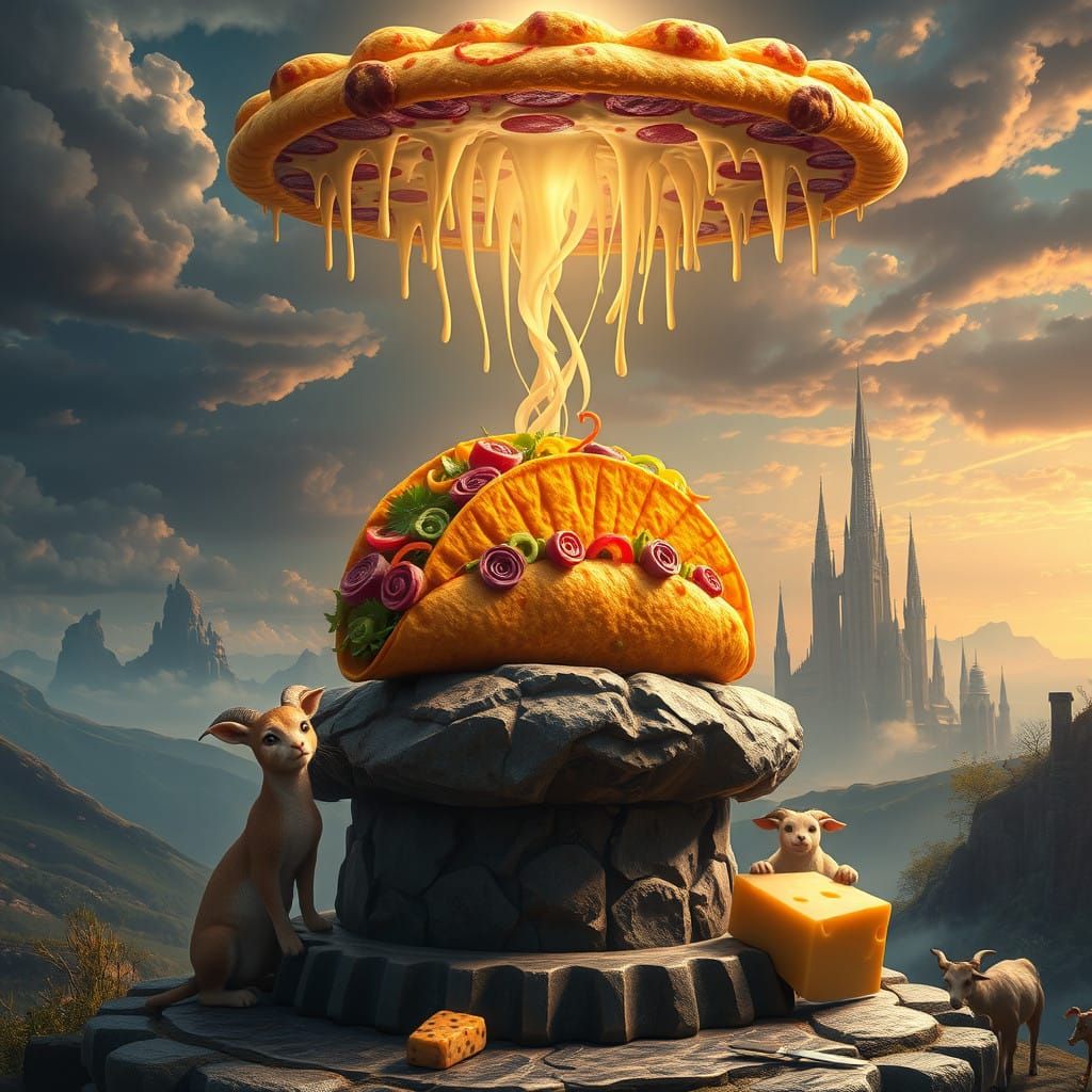 Mystical Taco Realm with Cosmic Pizza