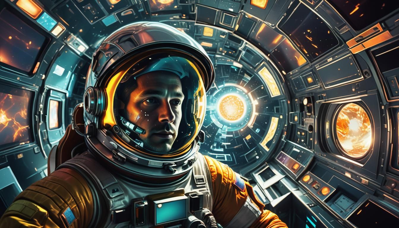 Astronaut in Spaceship During Solar Flare, Surrealist Dreams...