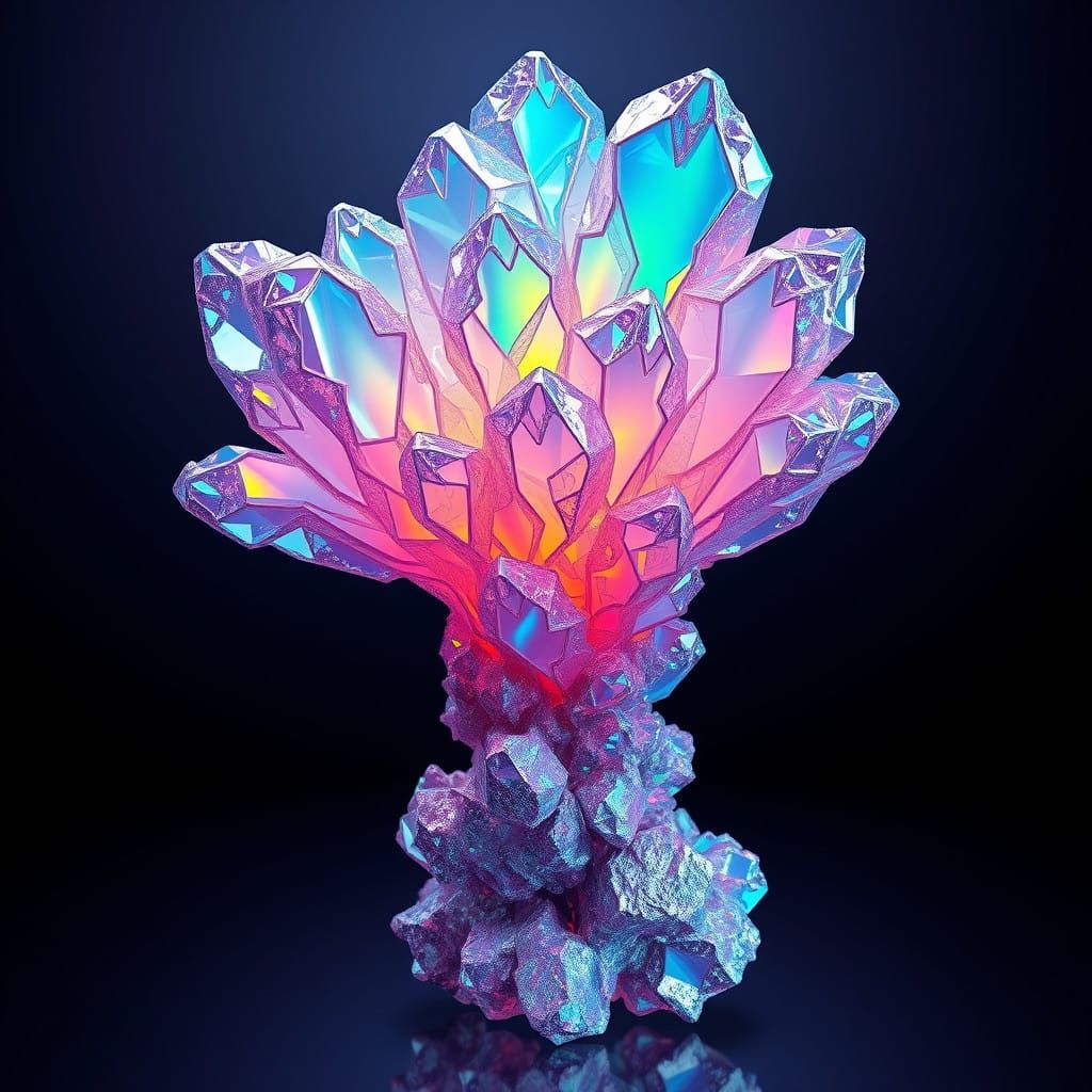 Iridescent Crystal Formation in Futuristic Style