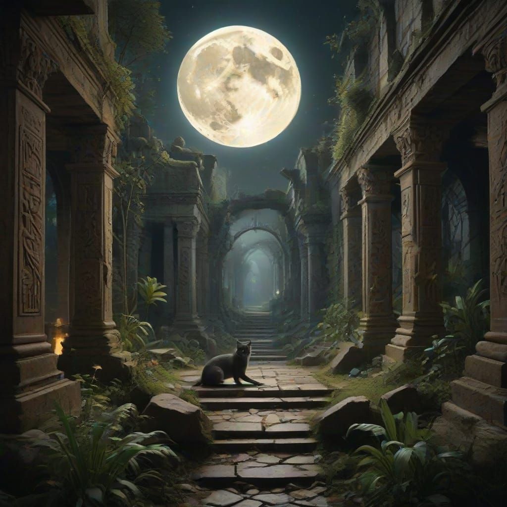 Spectral Cat in Moon Temple Ruins