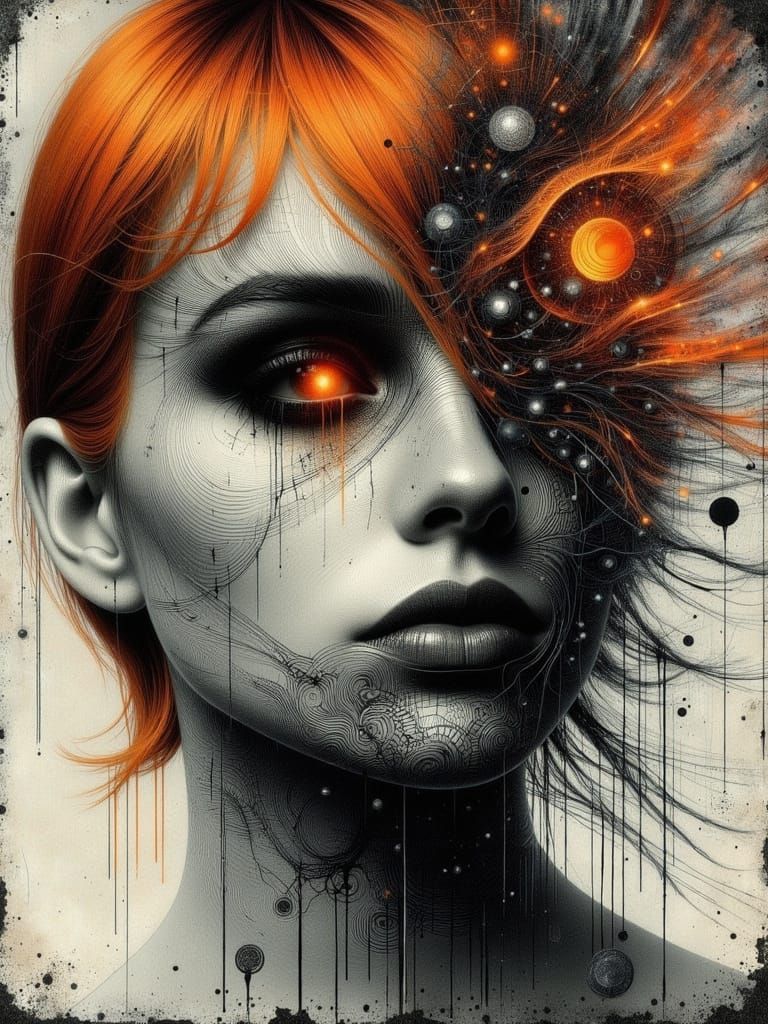 Surreal Gothic Portrait of a Sad Young Woman