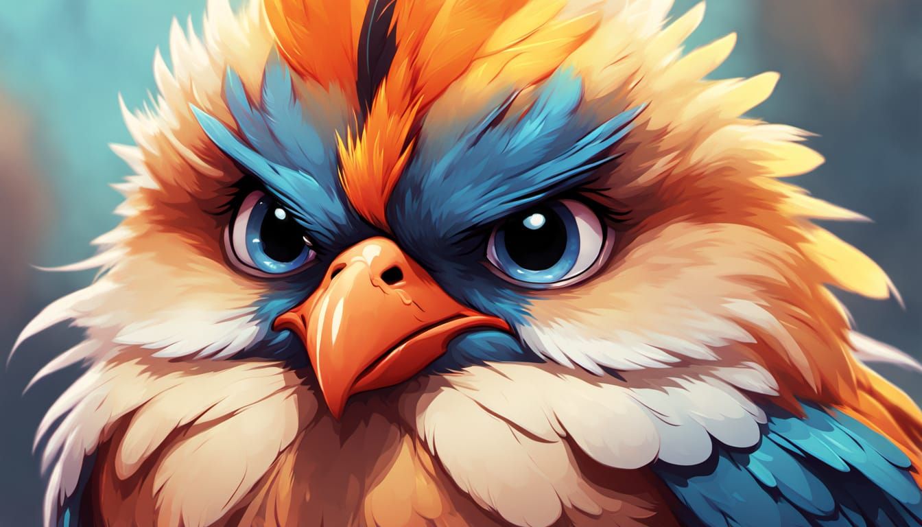 Grumpy Chick Portrait: Vibrant Digital Concept Art