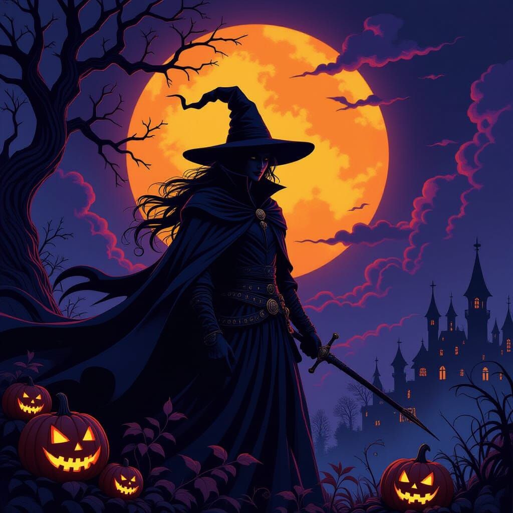 Dark Fantasy Halloween Night Concept Art