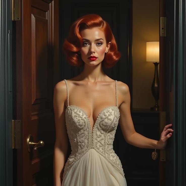 Glamorous Woman in Film Noir Style Portrait