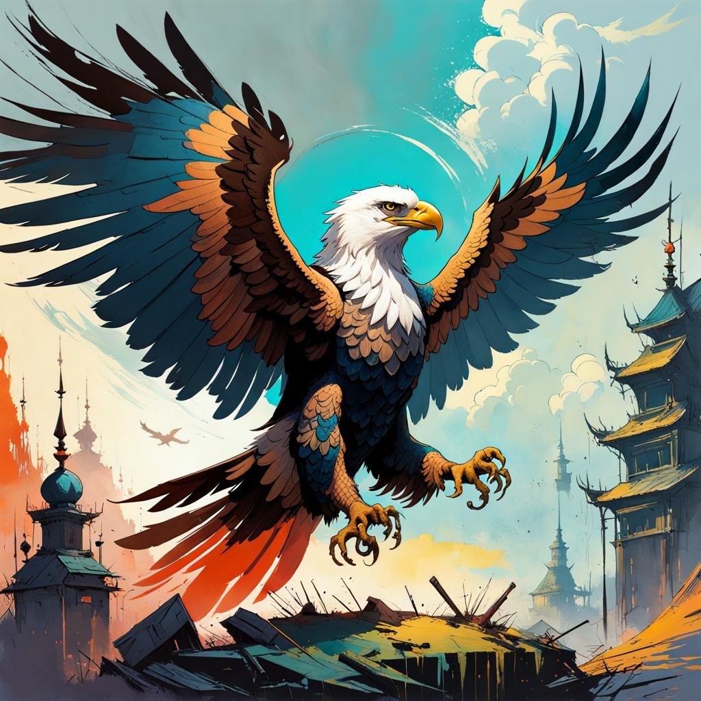 Eagle Portrait in Fantasy Concept Art Style