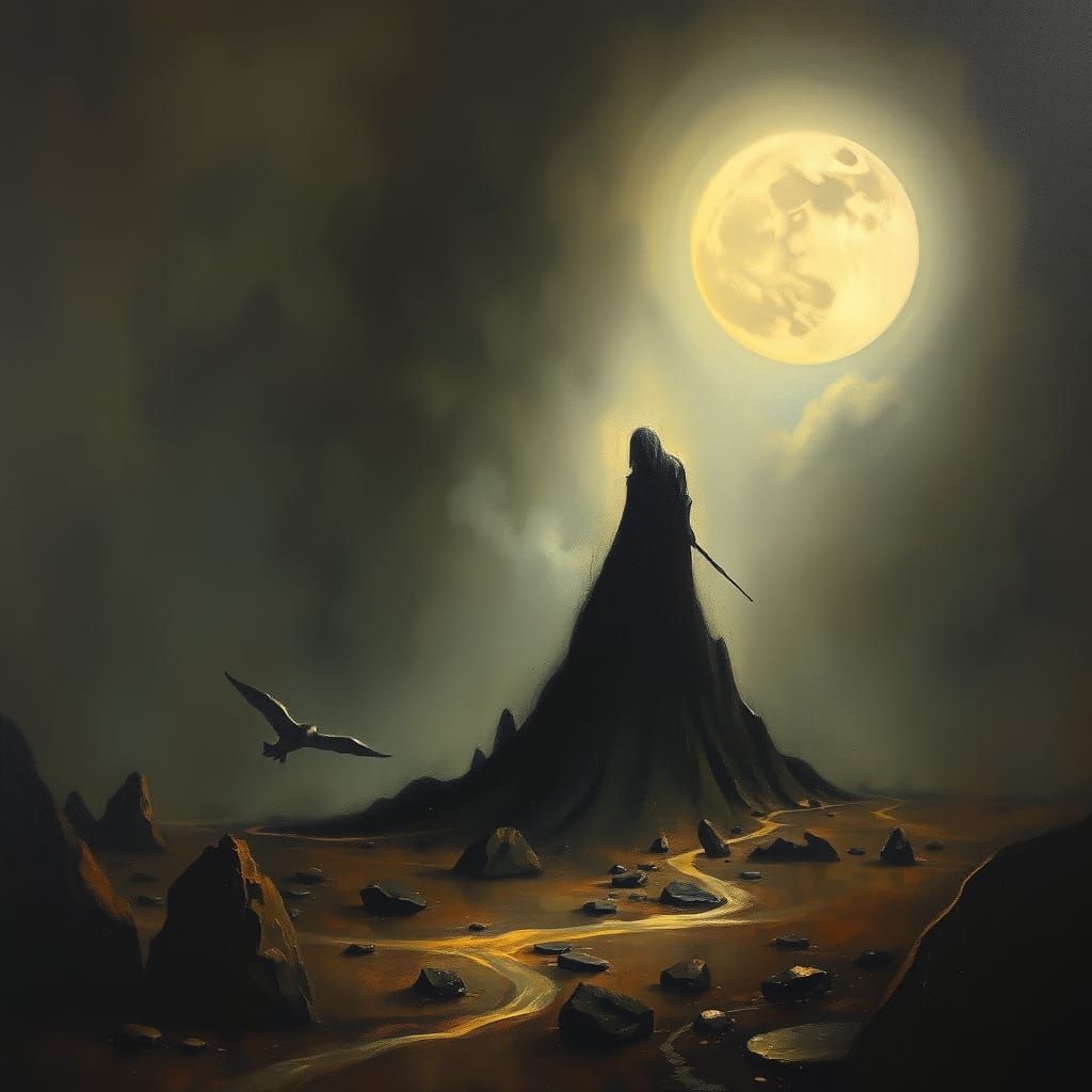 Sinister Shadow Figure in Surrealist Style