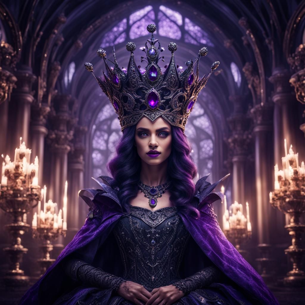 Dark Queen with Mirror Dress and Purple Crown