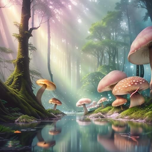 Pastel Forest in Feywild with Glistening Water