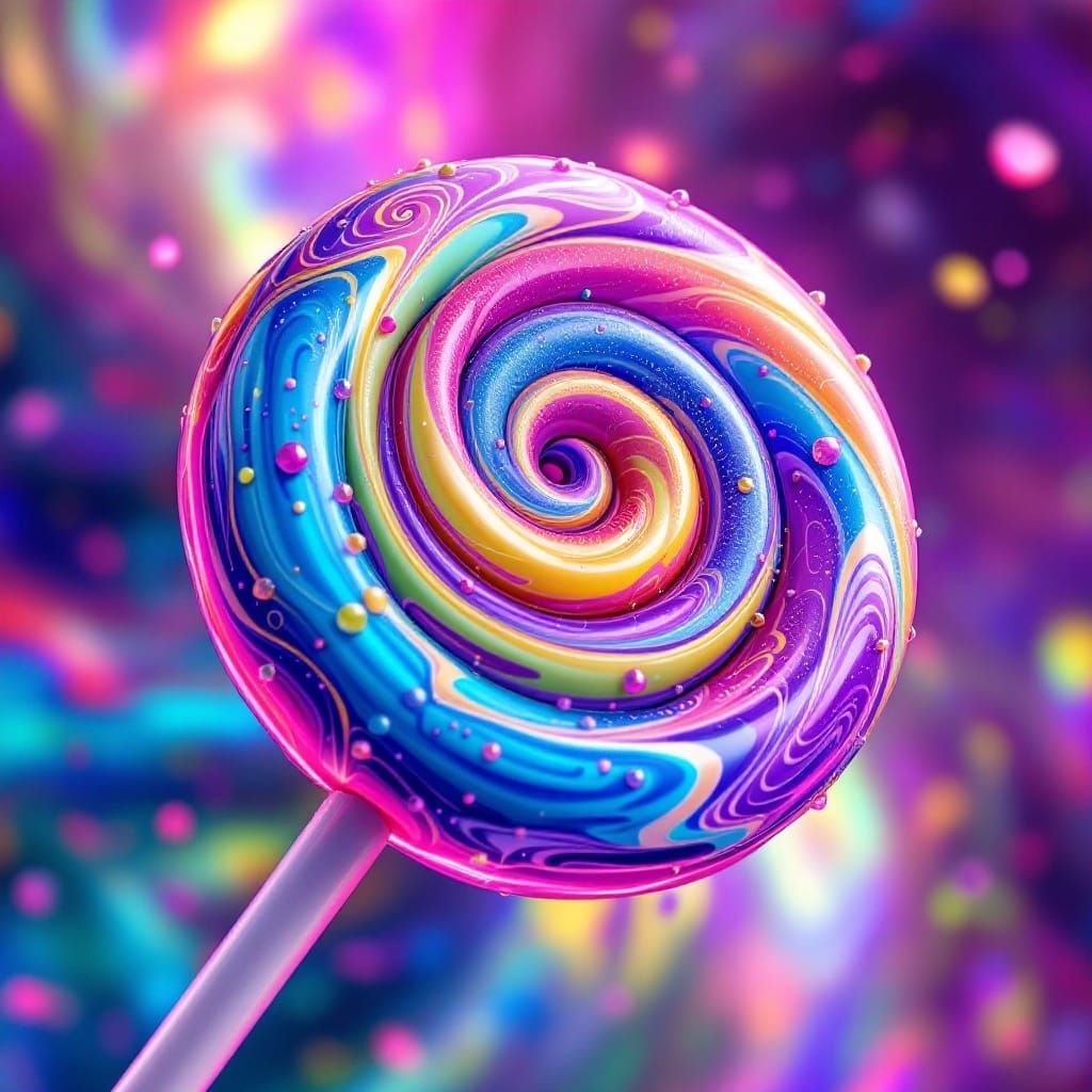 Vibrant Lollipop Dreamscape with Swirling Patterns