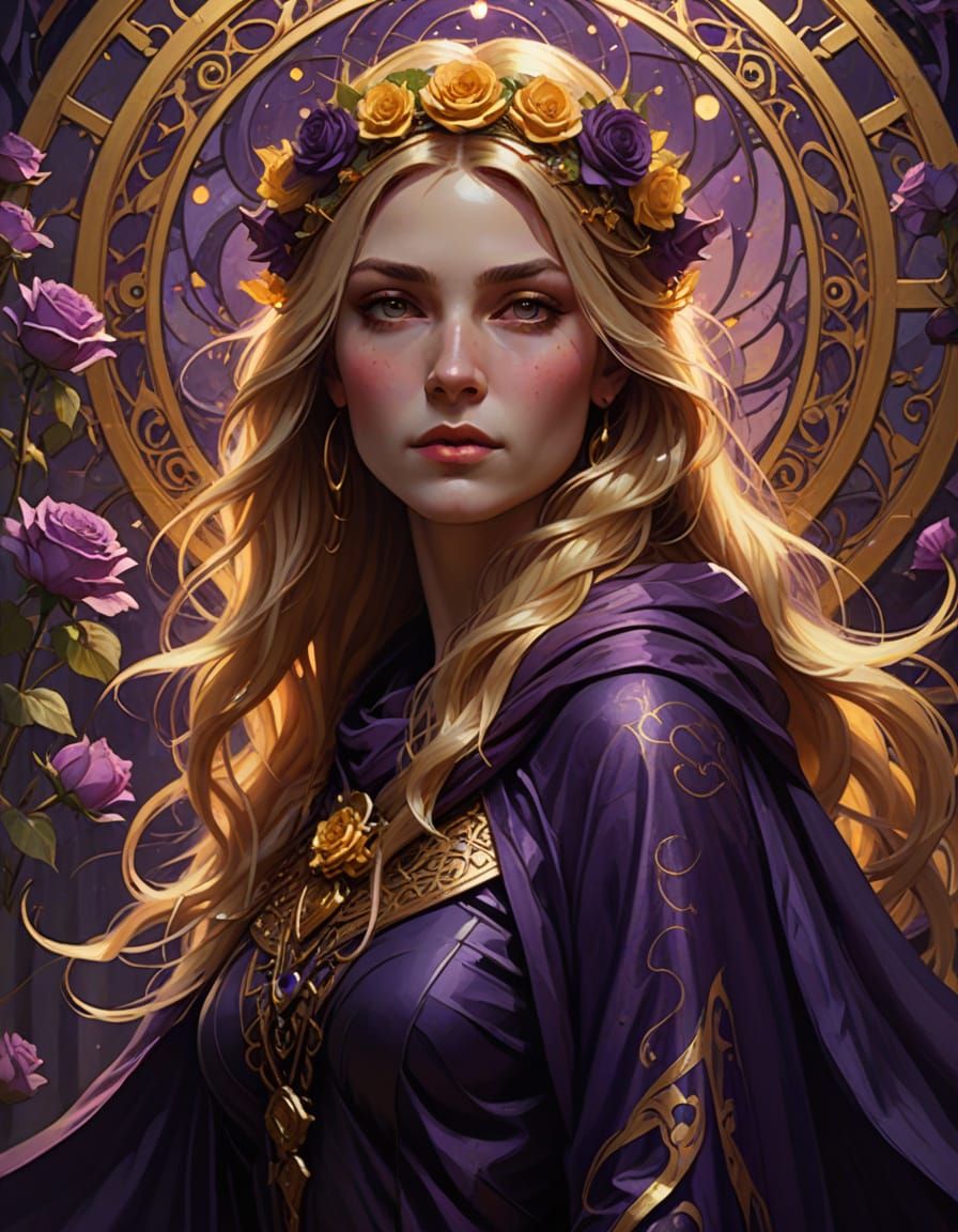 Golden Goddess in Dark Fantasy Attire