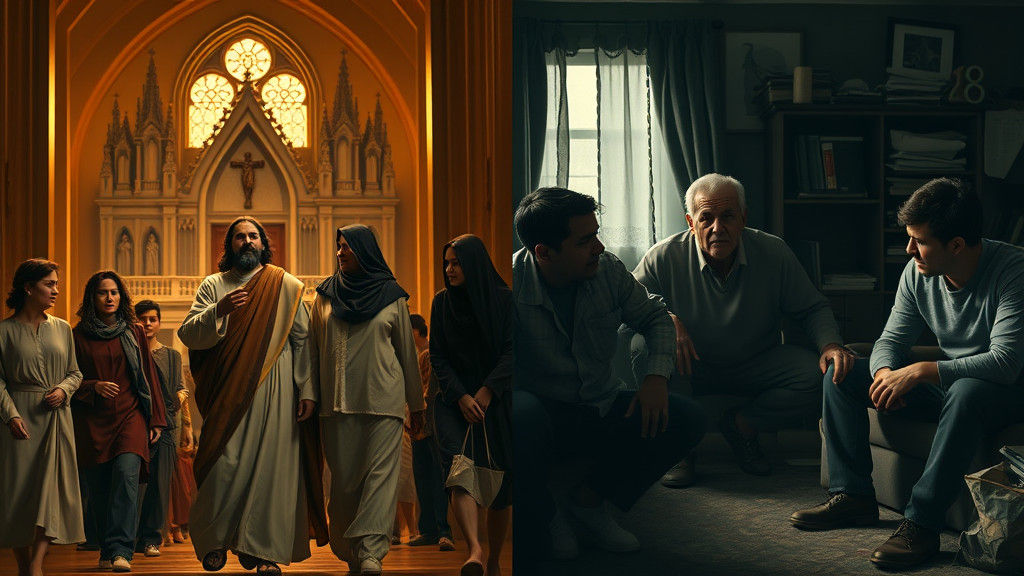 Faith and Strife: A Split-Screen Contrast