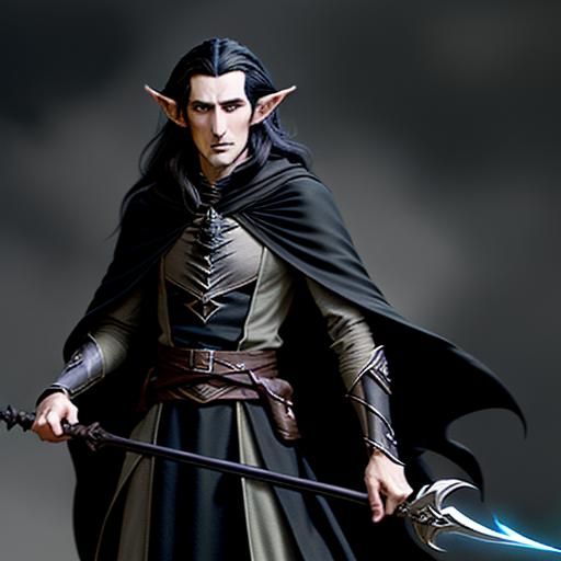 High Elf Sorcerer in Black Cloak