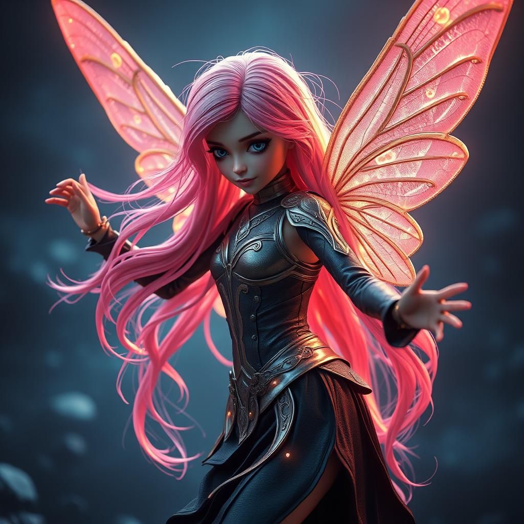 Fairy Dancing on Blue Planet in Sci-Fi Style