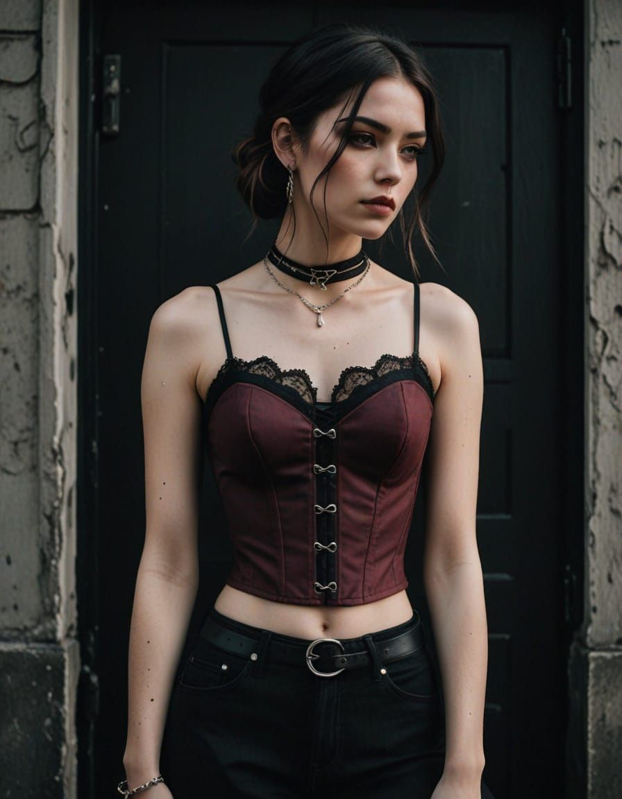 Gothic Beauty in Dark Burgundy and Black