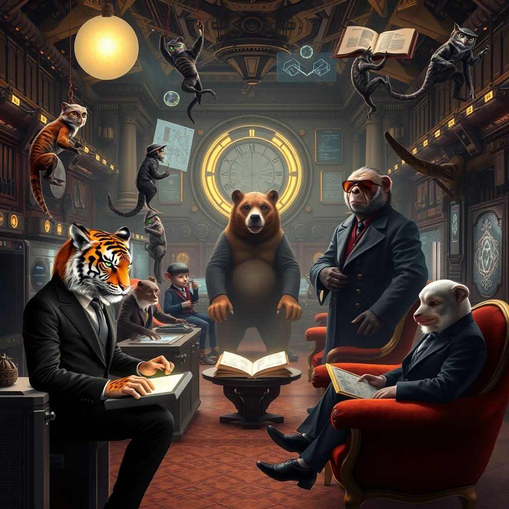 Elegant Anthropomorphic Ball in a Futuristic Hall