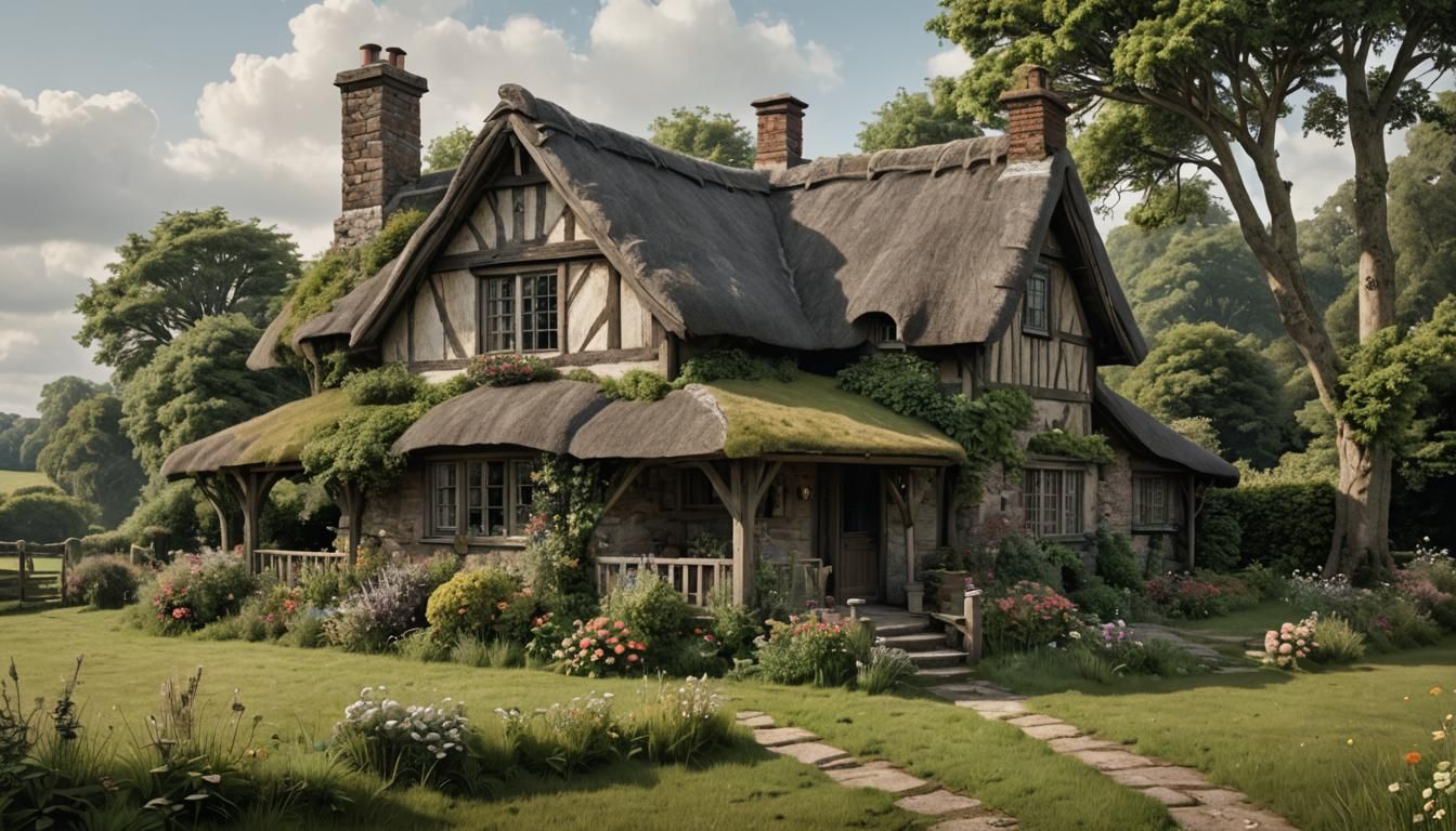 Hyperrealistic Old Cottage in SuperHyperrealismFlx Style