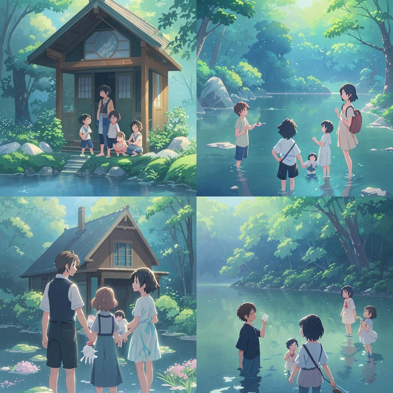 Bird Photobomb in Watercolor Anime Style