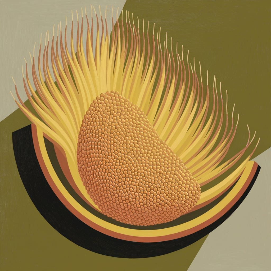 The artwork presents a vibrant burst of color against a back...