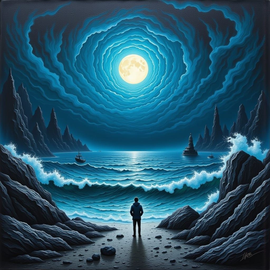 Ethereal Ocean Moonlight in Dreamy Style