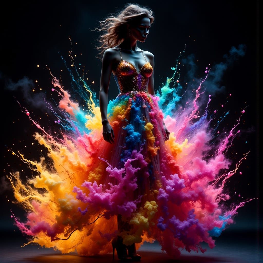 Surreal Dreamscape Fashion in Vibrant, Swirling Flames
