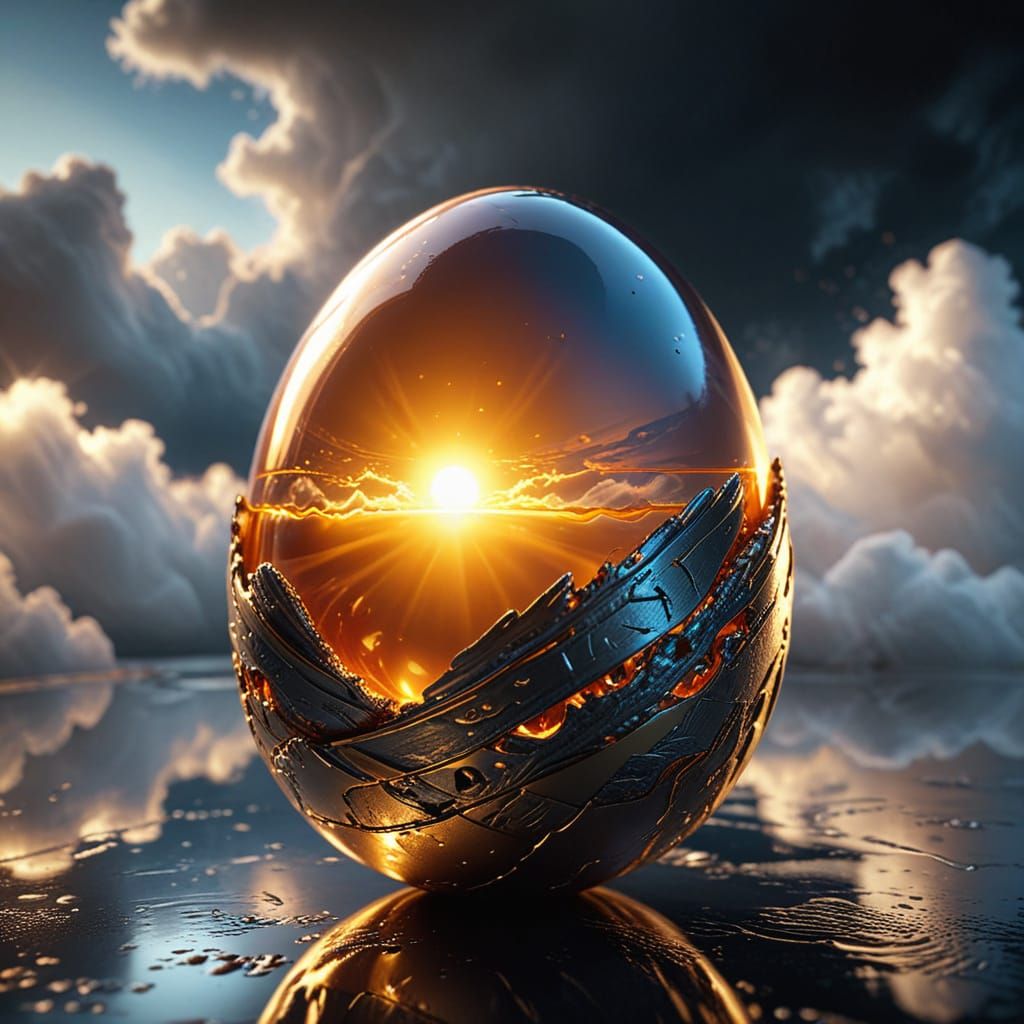 Epic Glowing Egg in Photorealistic Style