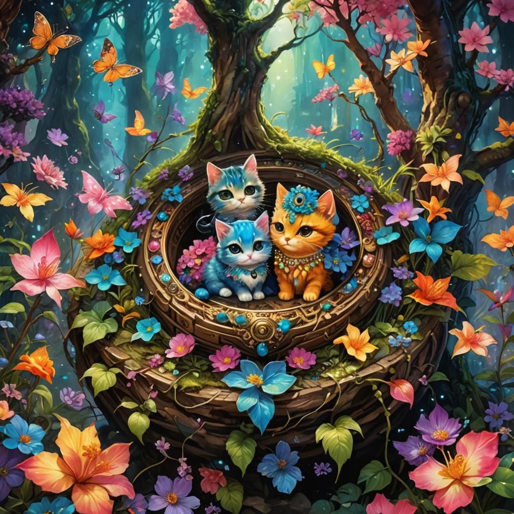 Chibi Cat in South Asian Cyberpunk Anime Style