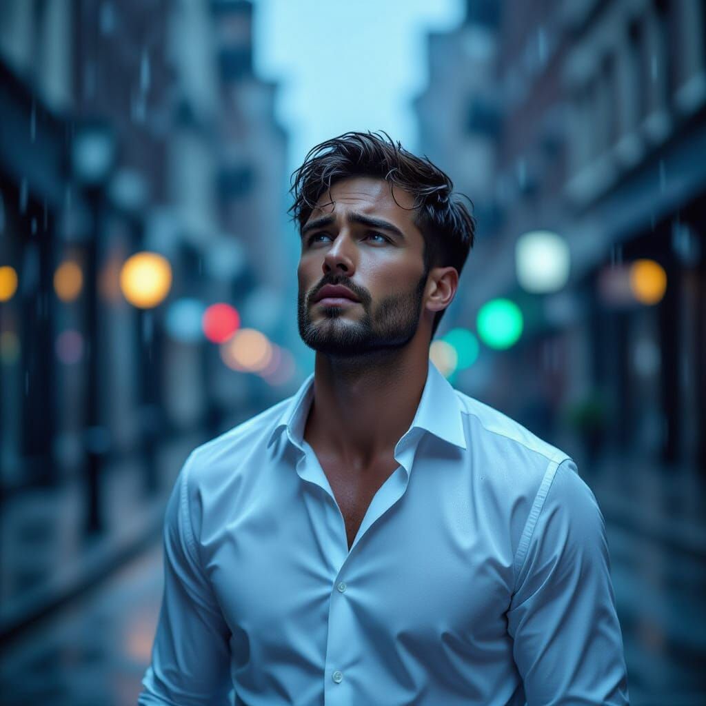 Model in Rain: Artistic Fashion Shoot