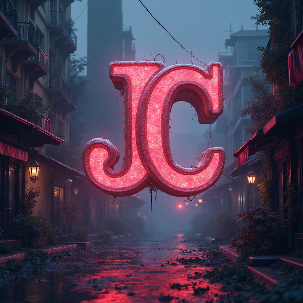 Futuristic Monogram Logo in a Neon Metropolis